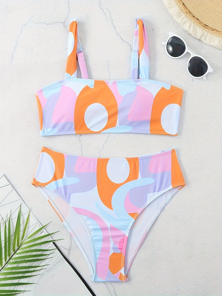 Damen Bikini-Set mit modischem grafischen Design und breiten Trägern Echo Archiv