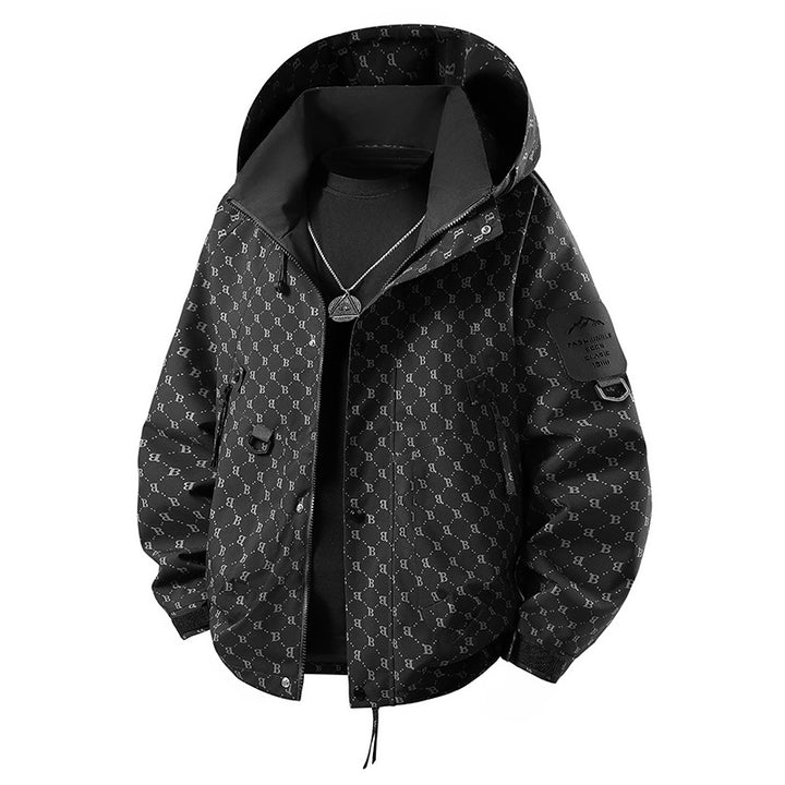 Herren Nano wind- und wasserdichte Softshell-Outdoojacke mit verstaubarem Kapuze, Utility-Taschen und verstellbaren Manschetten – Taviero