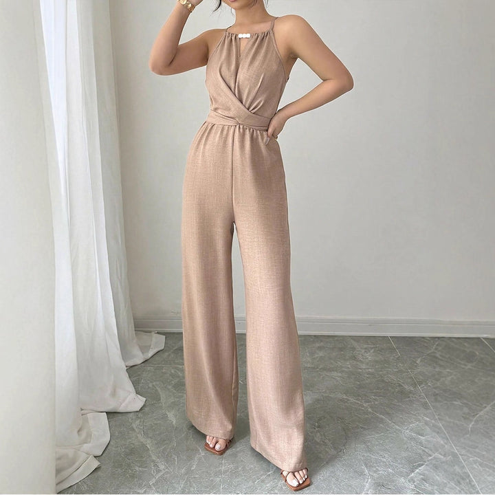 Damen bodenlanger Jumpsuit mit raffiniertem Wickeldesign und eleganter Bundnaht Echo Archiv