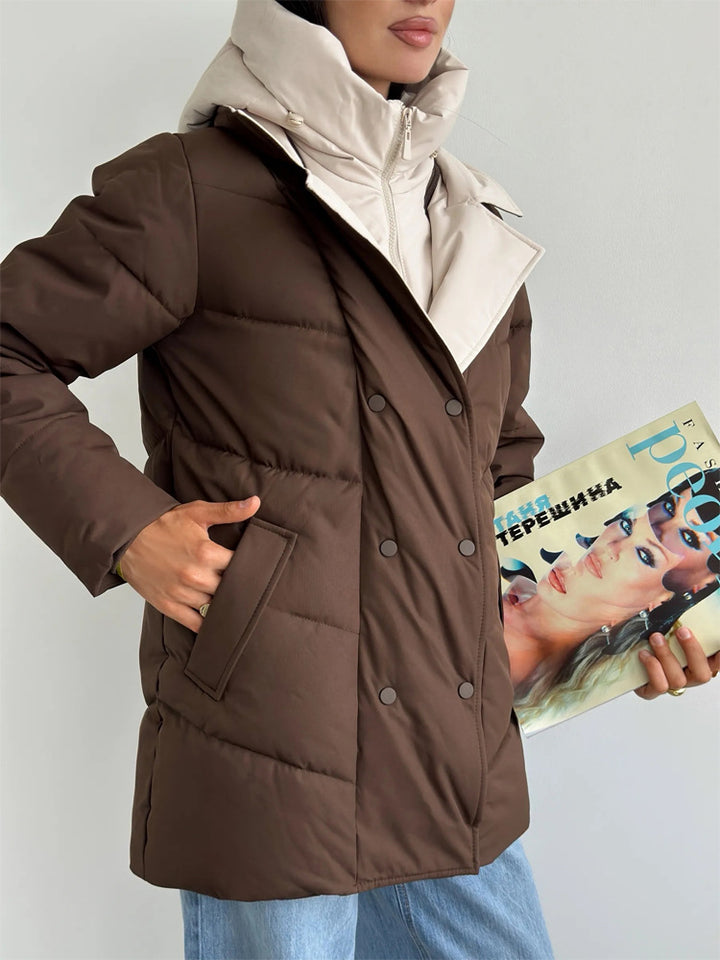 Damen wattierte Doppelreiher-Parka mit abnehmbarer gesteppter Innenweste Echoarchiv