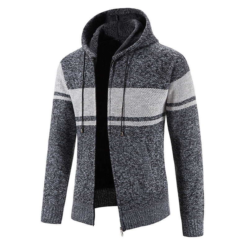 Herren Strickjacke mit Kapuze und strukturiertem Design Echoarchiv