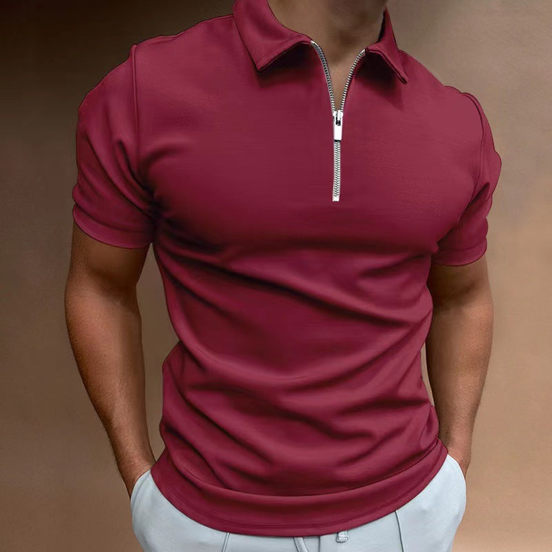 Herren Poloshirt mit modernem Stehkragen und Reißverschluss Echoarchiv