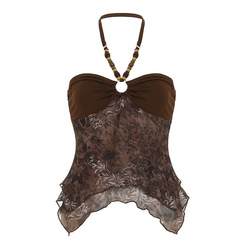 Damen Bandeau-Oberteil mit floralen Akzenten und dekorativem Halter Echo Archiv