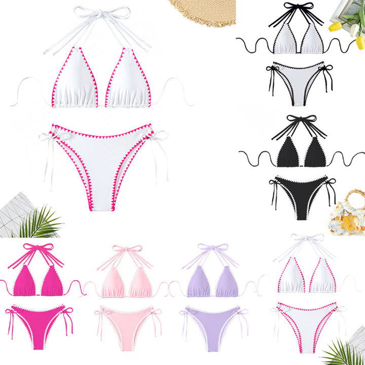 Damen Triangel-Bikini mit verspielten Kontrastnähten Echo Archiv