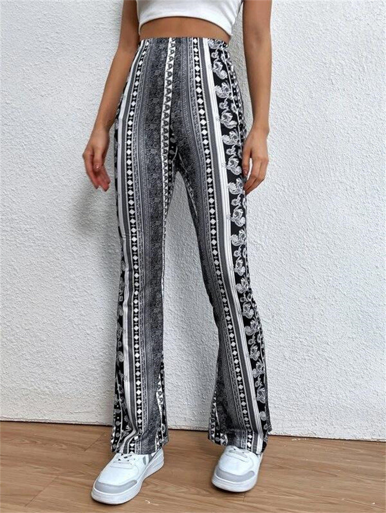 Damen nan ausgestellte Floral-Print Schlaghose mit hoher Taille Echo Archiv