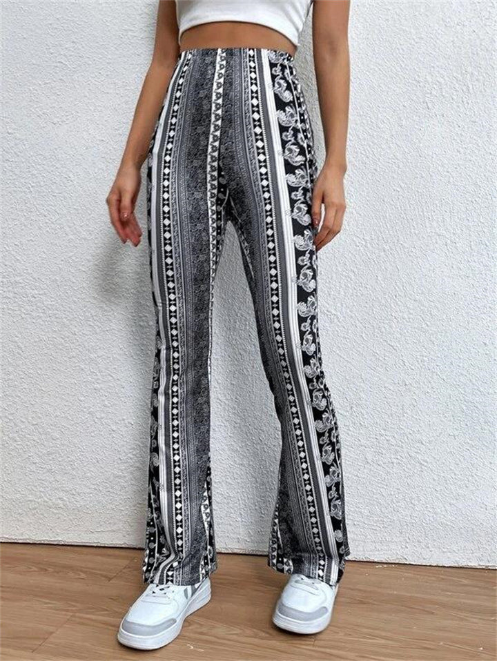 Damen nan ausgestellte Floral-Print Schlaghose mit hoher Taille Echo Archiv