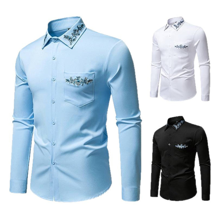 Herren Elegantes Hemd mit floralem Design und dezentem Stehkragen Echoarchiv