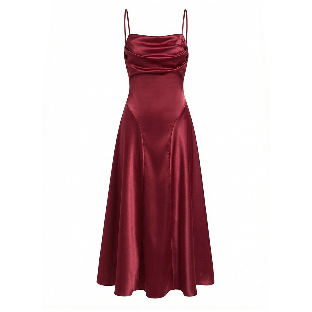 Damen Maxikleid mit eleganter Drapierung und feinem Satin-Finish Echo Archiv