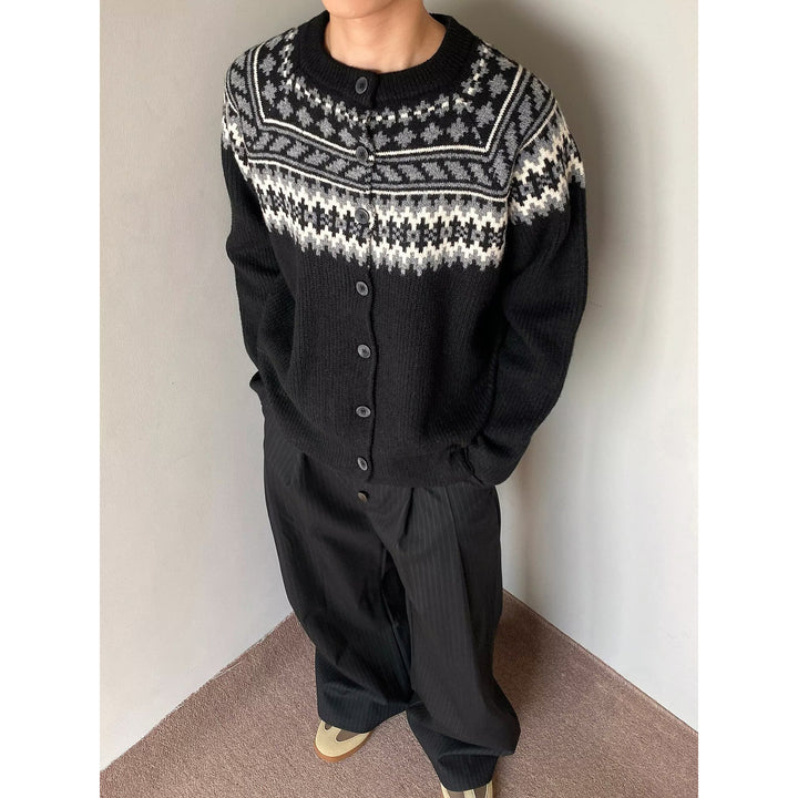 Herren Grobstrick Pullover mit geometrischem Muster Echoarchiv
