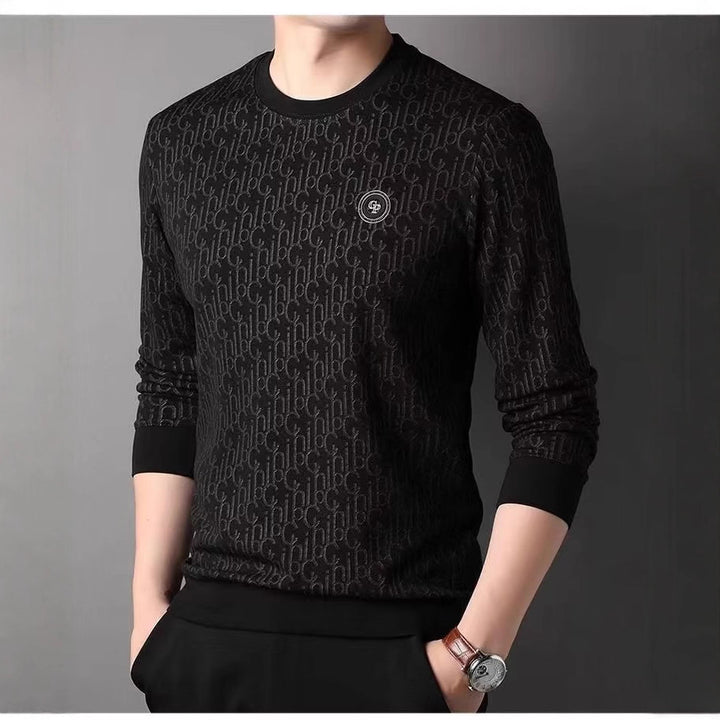 Herren Luxuriöser Rundhals-Pullover mit Marken-Design Echoarchiv