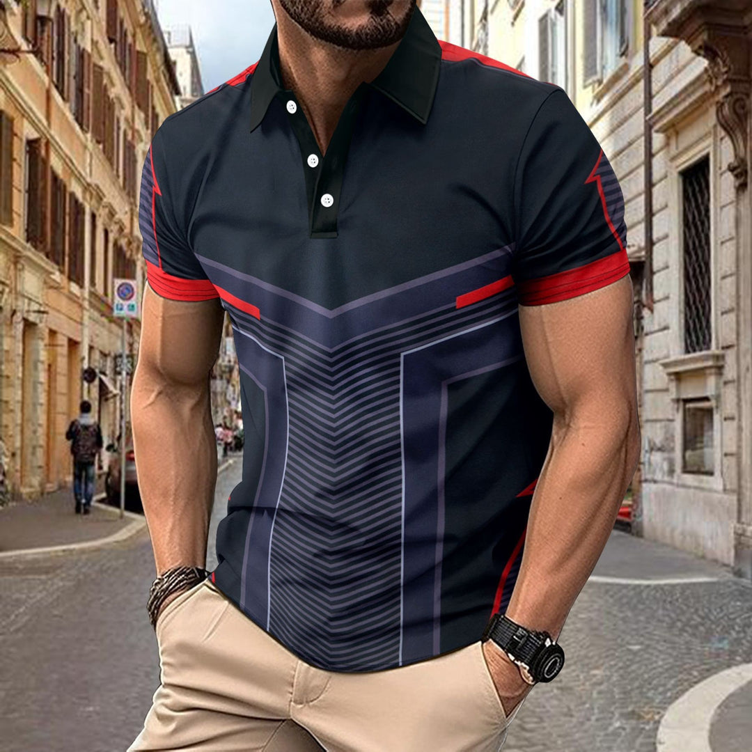 Herren Sportliches Polohemd mit modernem Grafikdesign Echoarchiv