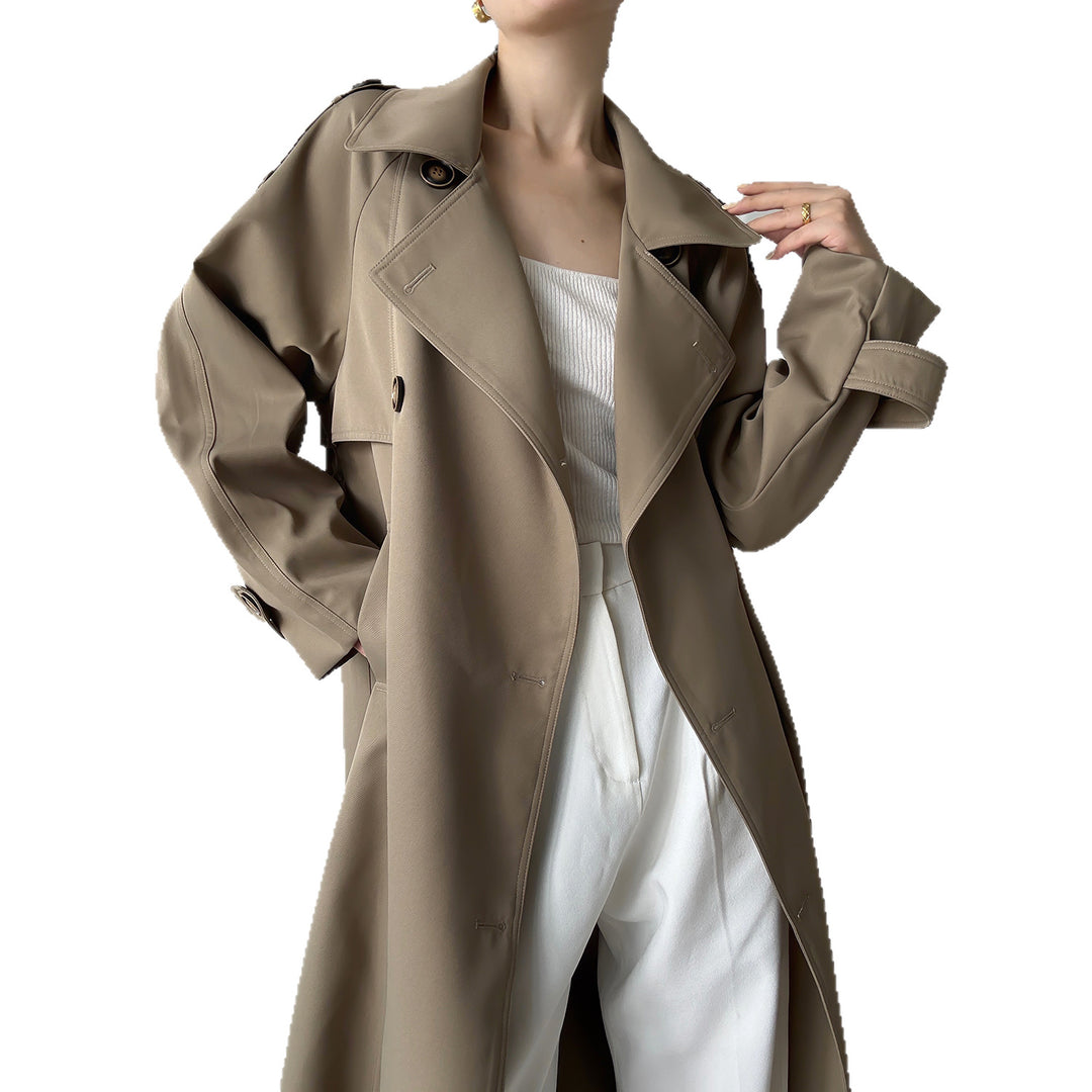 Damen Oversize Mantel im Trench-Stil mit Raglanärmeln und doppelreihiger Knopfleiste Echoarchiv