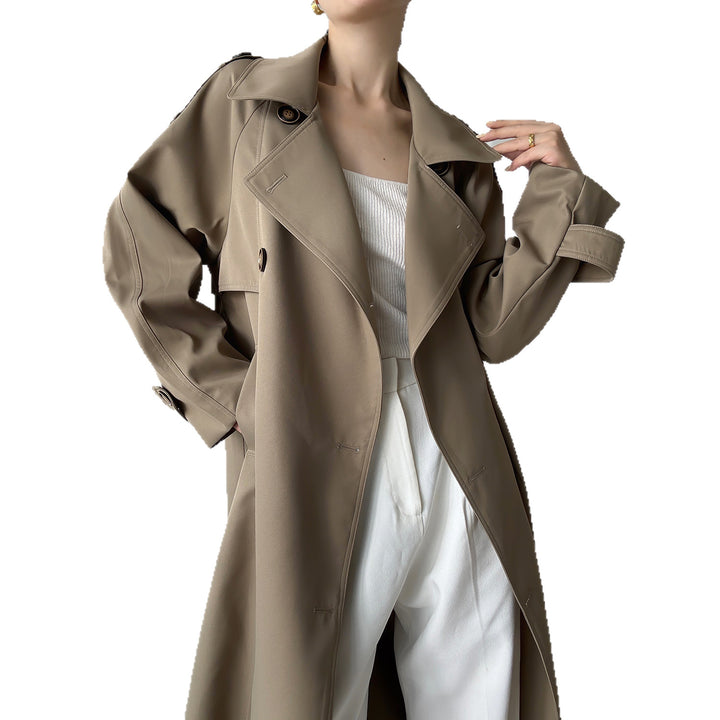 Damen Oversize Mantel im Trench-Stil mit Raglanärmeln und doppelreihiger Knopfleiste Echoarchiv