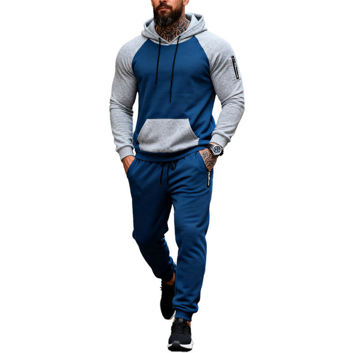 Herren nan zweiteiliges Kapuzen-Sweatset mit Raglanärmeln, Ärmel-Zip-Tasche und tapered Jogginghose Echo Archiv