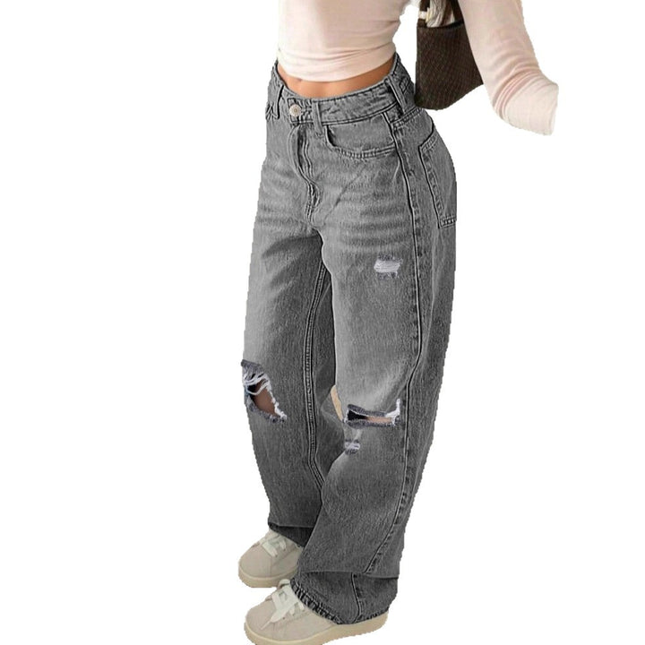Damen Hochtaillierte weite Destroyed-Jeans mit geradem Bein Echo Archiv
