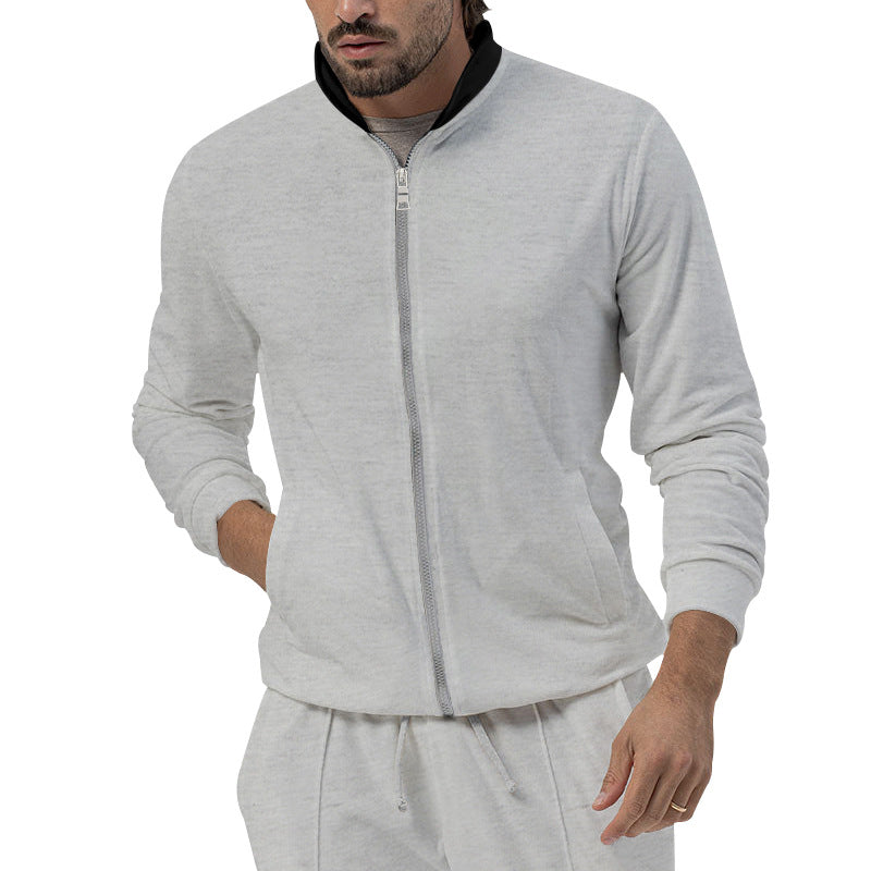 Herren sportliche Trainingsjacke mit Stehkragen und durchgehendem Reißverschluss Echoarchiv