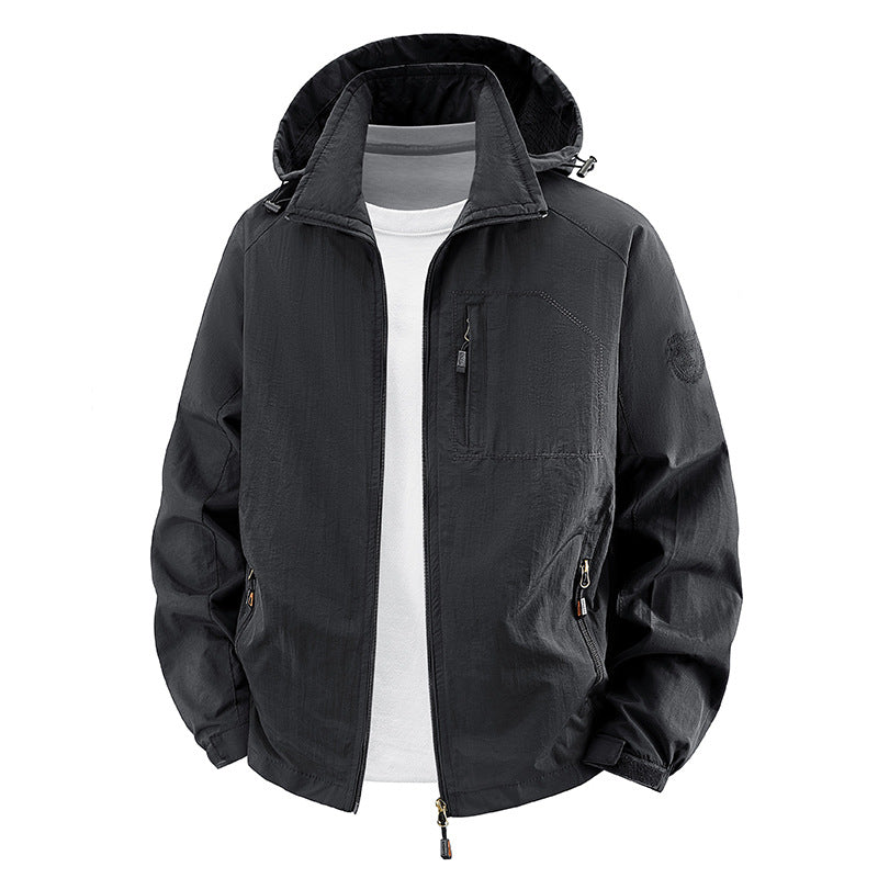 Unisex nan leichte wasserdichte Outdoorjacke mit Kapuze und wasserdichten Reißverschlusstaschen Echo Archiv