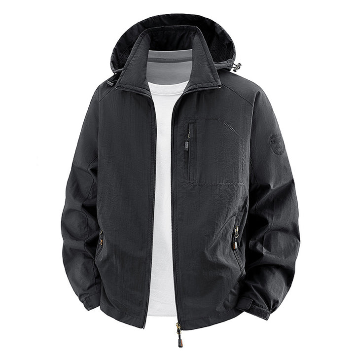 Unisex nan leichte wasserdichte Outdoorjacke mit Kapuze und wasserdichten Reißverschlusstaschen Echo Archiv