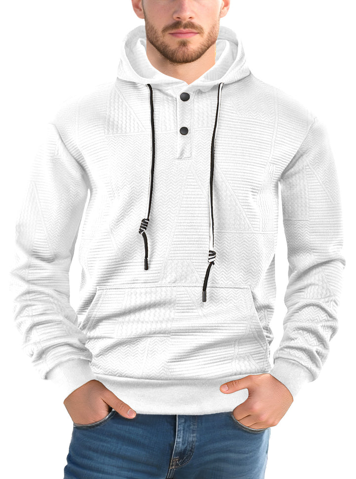 Herren Texturierter Kapuzenpullover mit gesteppter Patchstruktur und Druckknopfleiste Echoarchiv