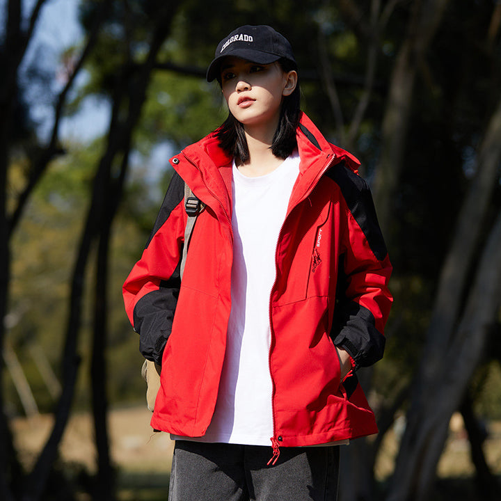 Damen zweilagige Softshell‑Outdoorjacke mit abnehmbarem Fleece‑Innenlayer und Kapuze Echoarchiv
