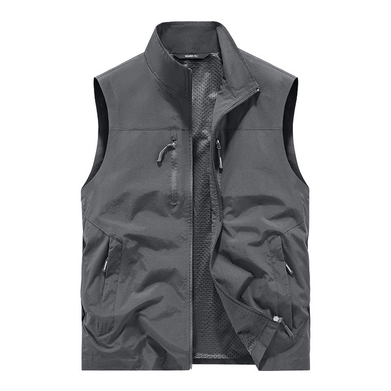 Herren Leichte Outdoorweste mit Mesh-Innenfutter und Multifunktionstaschen Echoarchiv