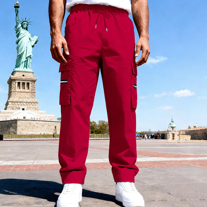 Herren Cargo-Freizeithose mit elastischem Bund, Tunnelzug & Zip-Taschen – Bravaro