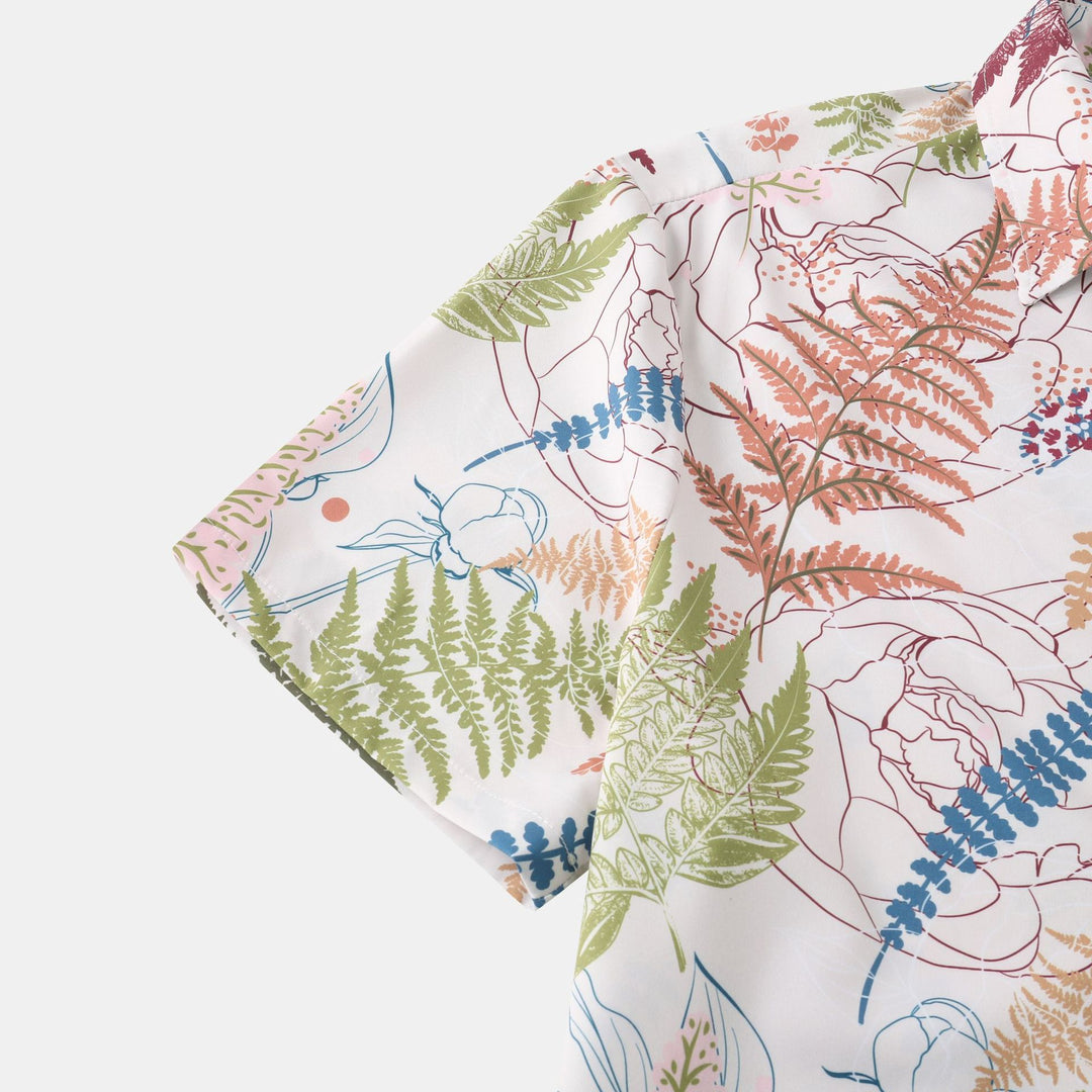 Herren Kurzarmhemd mit elegantem botanischen Druck und geschmeidiger Struktur Echoarchiv