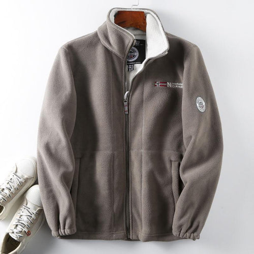 Herren Fleece-Outdoorjacke mit Teddyfleece-Innenlage, Stehkragen und Reißverschluss Echoarchiv