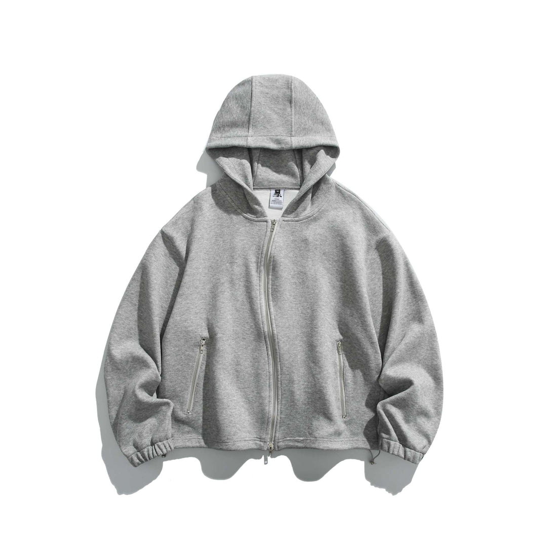 Unisex Leichte Zip-Hoodie-Jacke mit Reißverschlusstaschen und verstellbarem Saum Echoarchiv