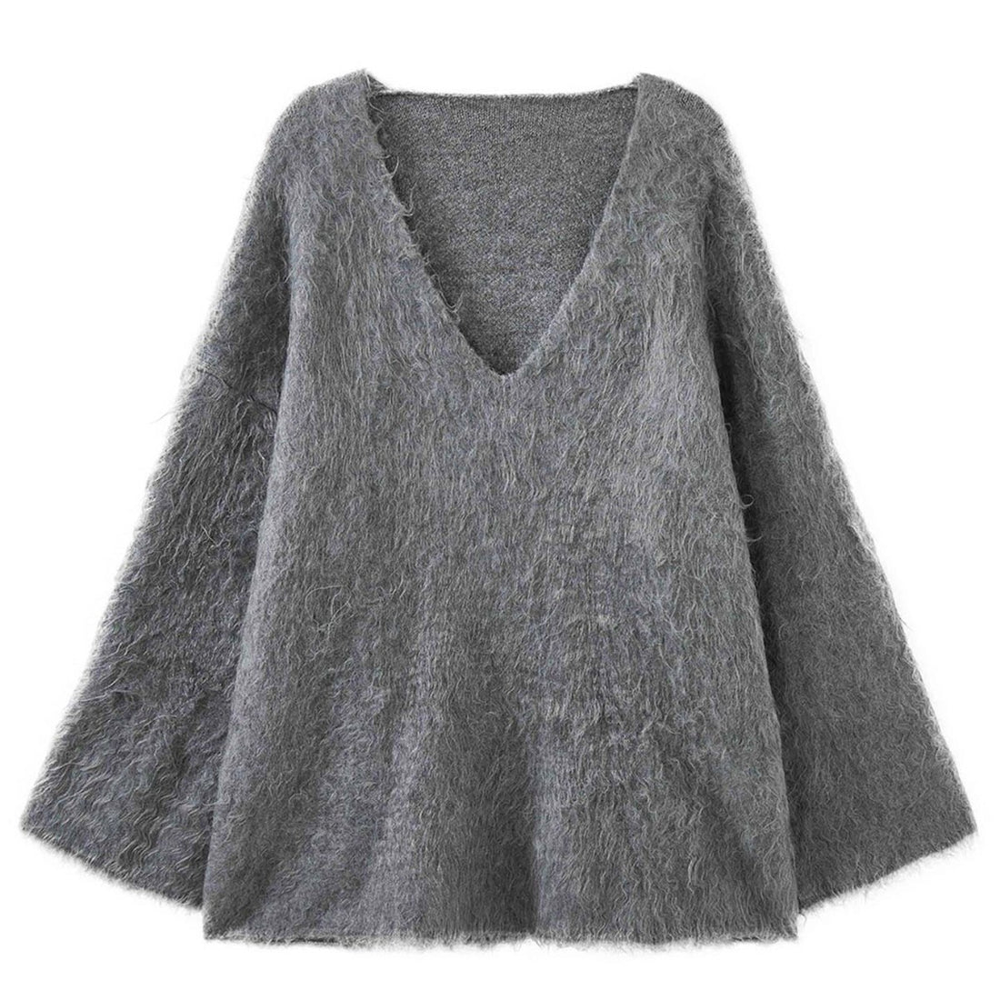 Damen Kuscheliger V‑Ausschnitt Flokati‑Cardigan mit Oversize‑Silhouette Echoarchiv