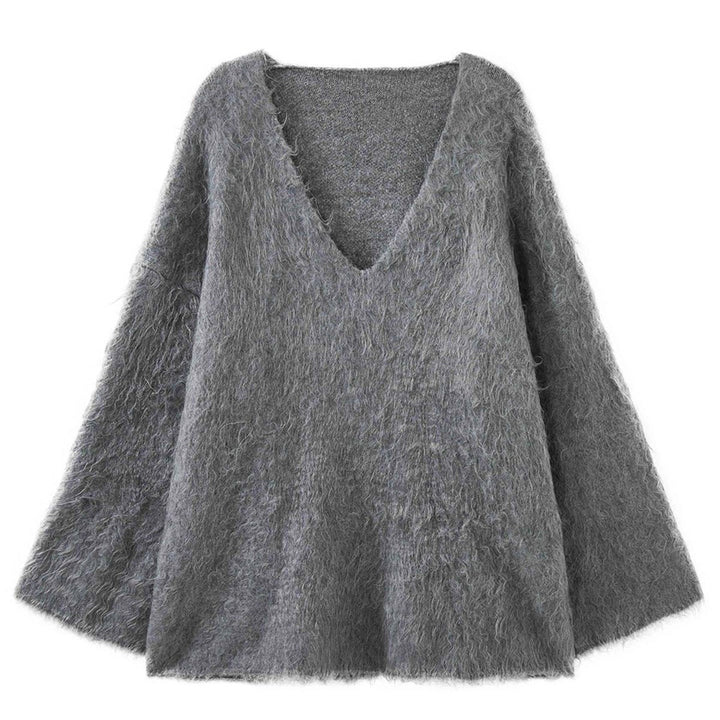 Damen Kuscheliger V‑Ausschnitt Flokati‑Cardigan mit Oversize‑Silhouette Echoarchiv