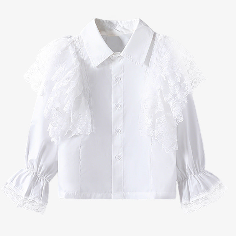 Mädchen Bluse mit luftigem Spitzenbesatz und Rüschendetails Echo Archiv