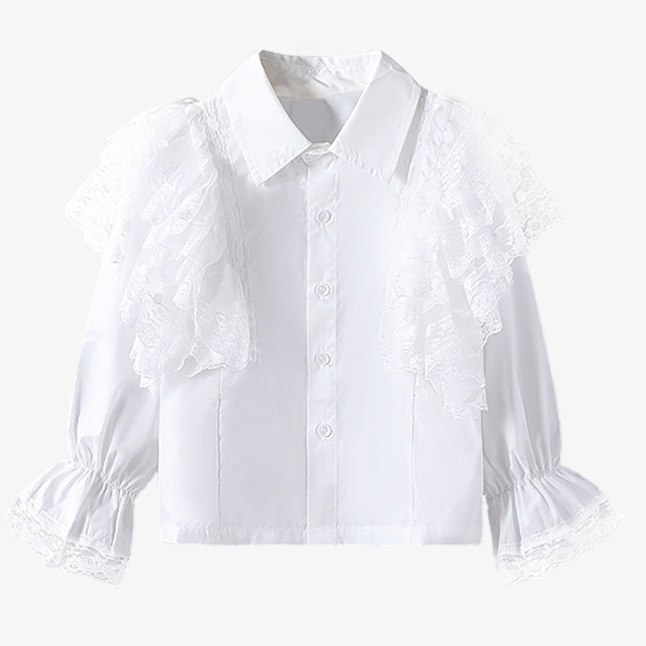 Mädchen Bluse mit luftigem Spitzenbesatz und Rüschendetails Echo Archiv