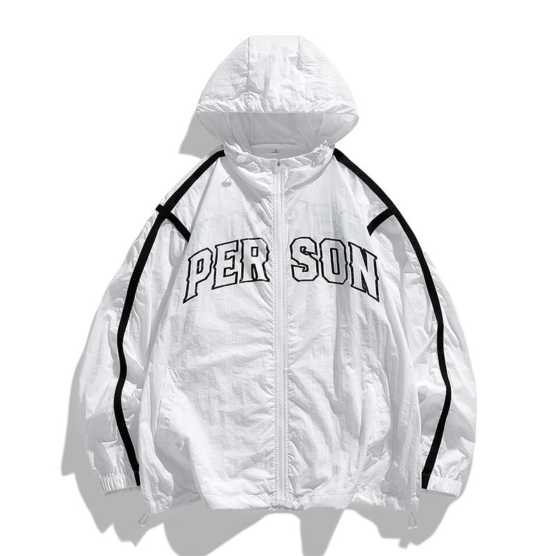 Herren lässige Windbreaker-Jacke mit verstellbarer Kapuze Echoarchiv