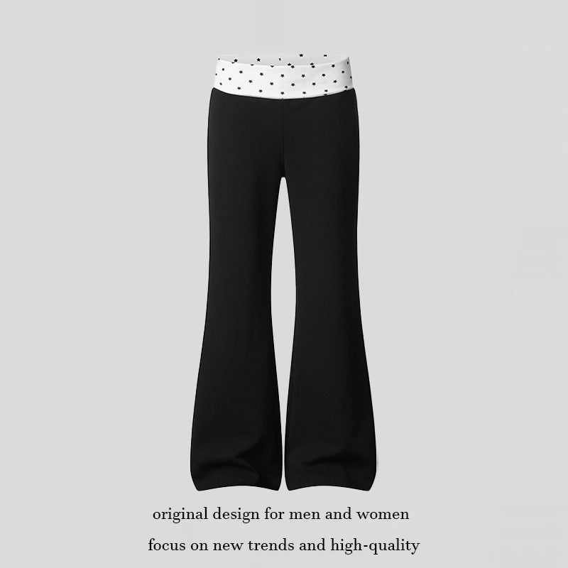Damen Flared-Loungehose mit Umschlagbund und Sternmotiv Echoarchiv