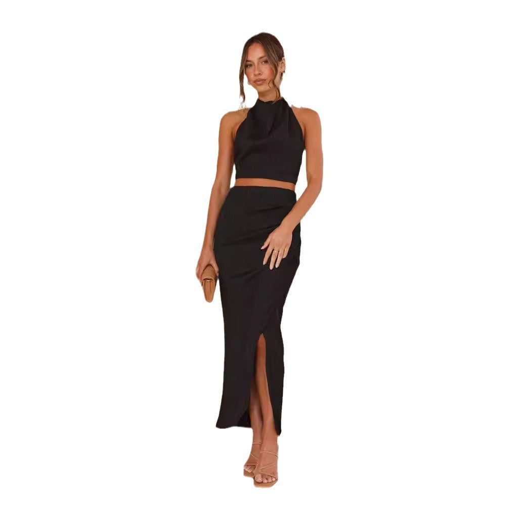 Damen Maxikleid im eleganten Hochkragenstil mit seitlichem Schlitz und figurschmeichelndem Schnitt Echoarchiv