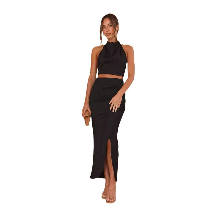 Damen Maxikleid im eleganten Hochkragenstil mit seitlichem Schlitz und figurschmeichelndem Schnitt Echoarchiv