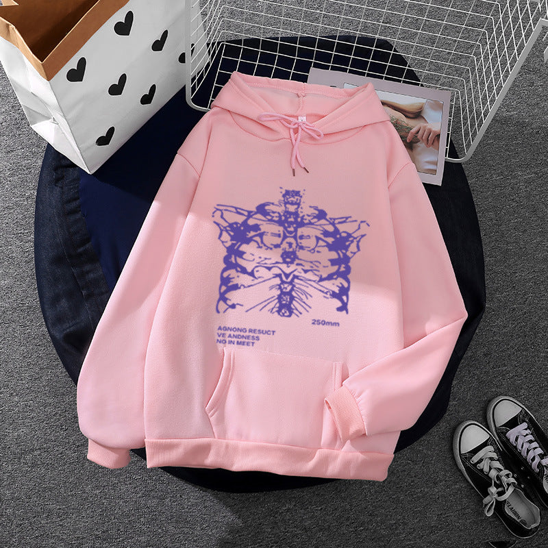 Unisex oversized Kapuzenpullover mit anatomischem Grafikprint, Kängurutasche und verstellbarer Kordel – Auréline