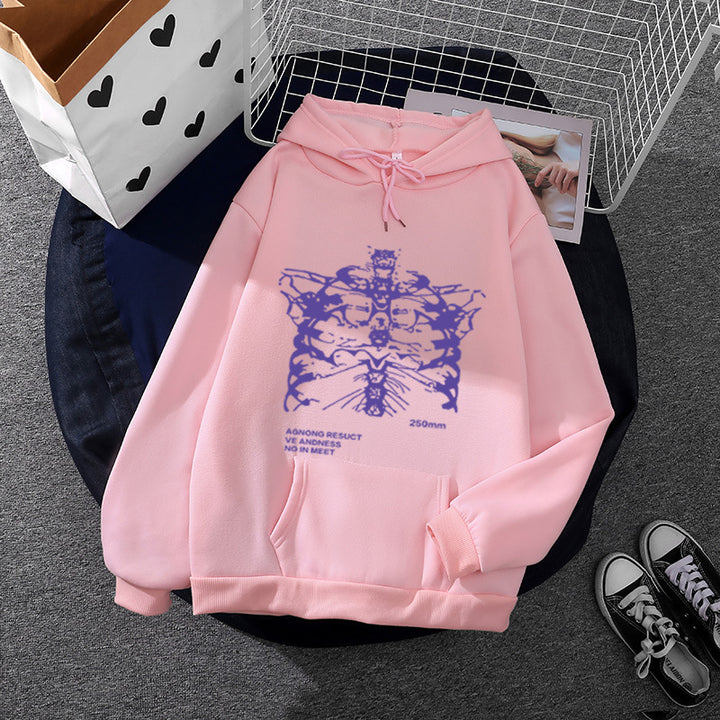 Unisex oversized Kapuzenpullover mit anatomischem Grafikprint, Kängurutasche und verstellbarer Kordel – Auréline