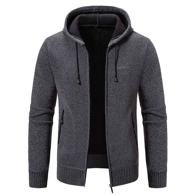 Herren nan warme Strickoptik-Zipjacke mit Teddyfutter, Kapuze und verdeckten Reißverschlusstaschen Echo Archiv