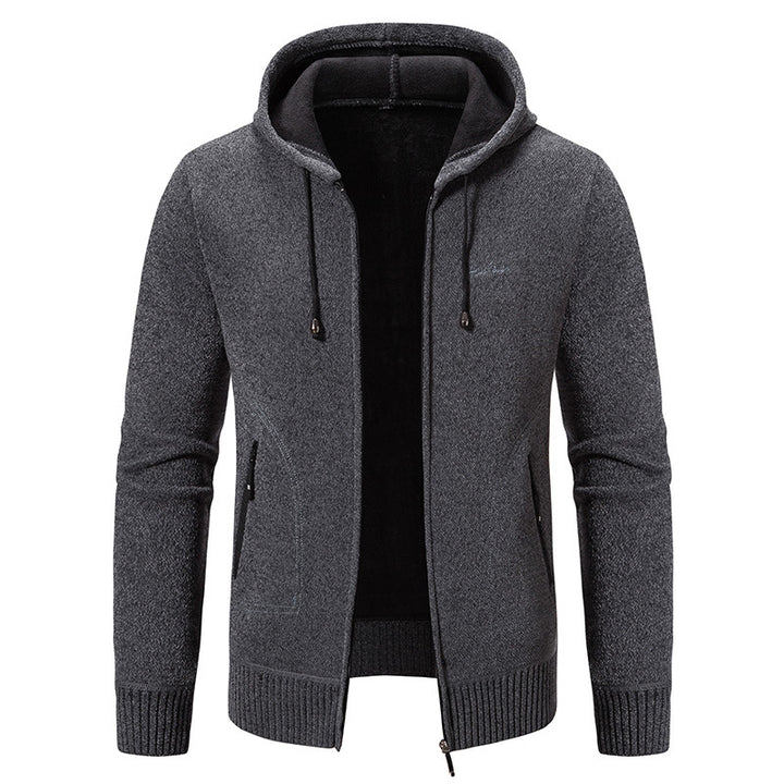 Herren nan warme Strickoptik-Zipjacke mit Teddyfutter, Kapuze und verdeckten Reißverschlusstaschen Echo Archiv