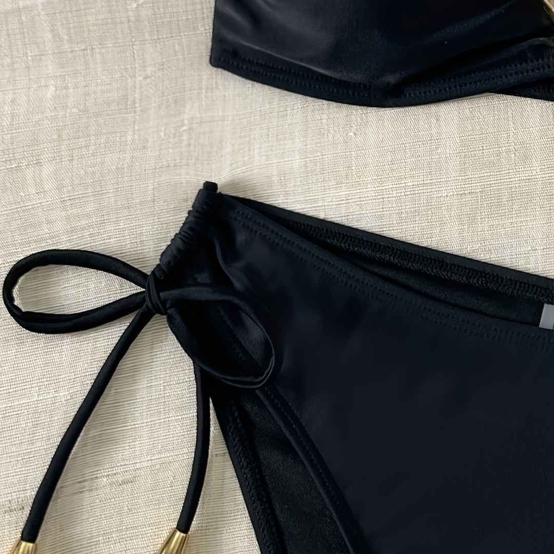 Damen Bandeau-Bikini mit eleganter goldener Schnalle Echo Archiv