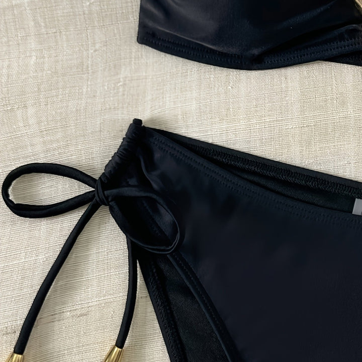 Damen Bandeau-Bikini mit eleganter goldener Schnalle Echo Archiv
