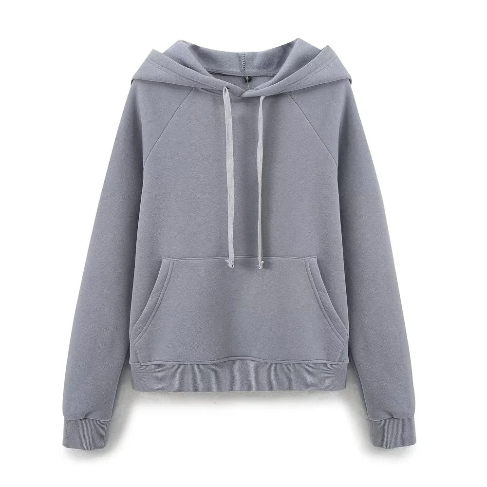 Damen nan lässiger Kapuzenpullover mit Kängurutasche Raglanärmeln und angerauter Innenseite Echo Archiv