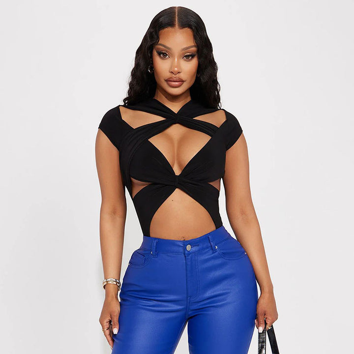 Damen Cut-Out Crop-Top Echo Archiv