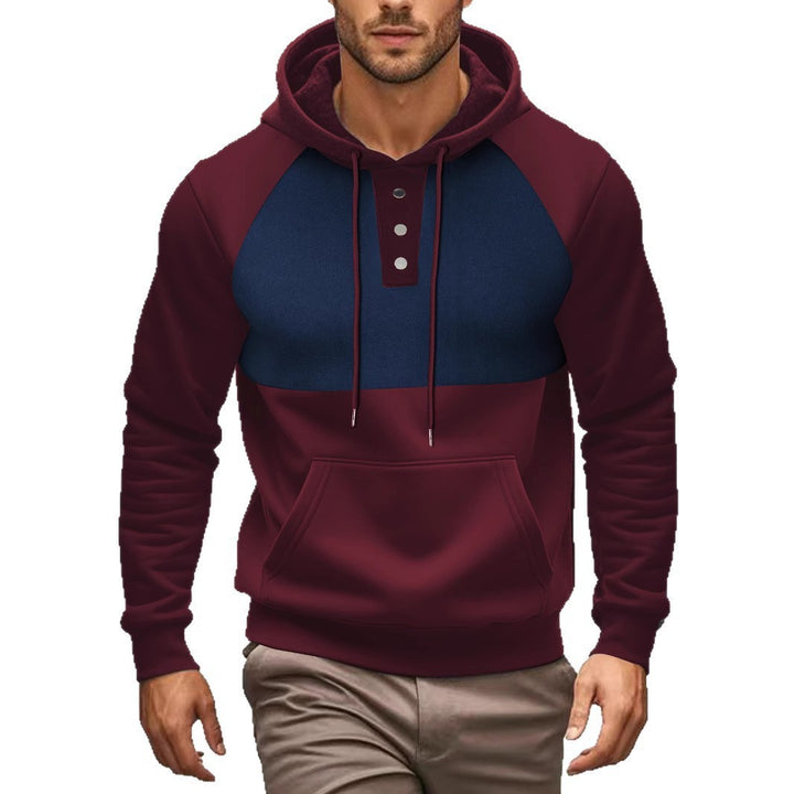 Herren Hoodie mit modernem Knopfverschluss und gestreiftem Design Echoarchiv