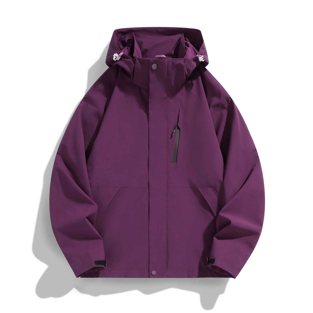 Damen Wasserabweisende Kapuzen‑Übergangsjacke mit verstellbarer Kapuze, verdeckter Frontblende und Multifunktionstaschen Echo Archiv