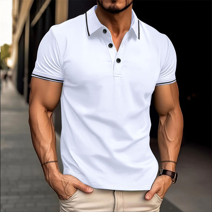 Herren stilvolles Kurzarm-Polo mit Kontrastdetails Echoarchiv