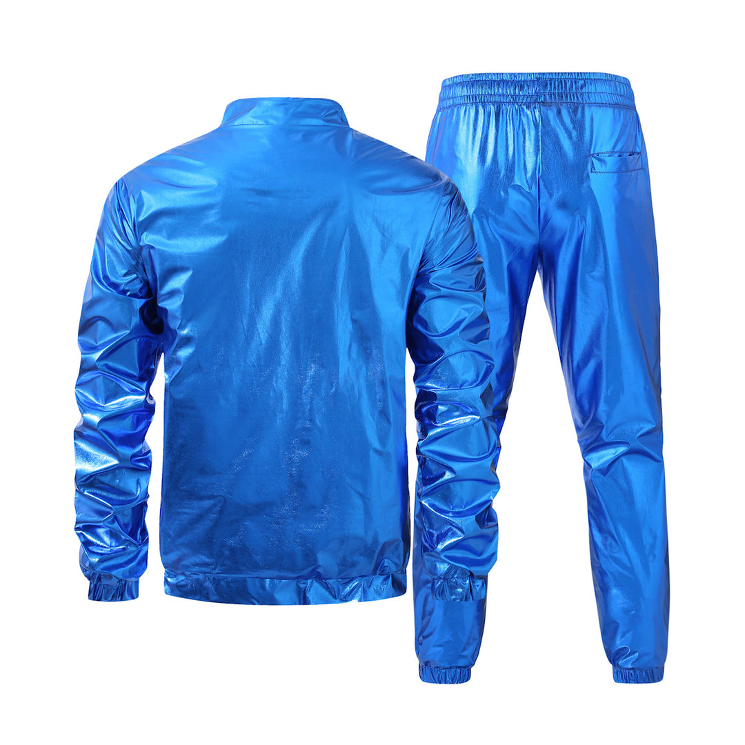 Herren nan Bomberjacke mit durchgehendem Reißverschluss, reflektierendem Metallic-Finish und elastischen Bündchen Echo Archiv