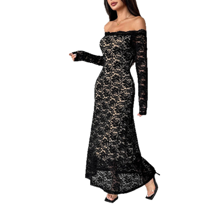 Damen nan schulterfreies Spitzenmidikleid mit feiner floraler Spitze, gefütterter Innenlage und tailliertem Schnitt Echo Archiv
